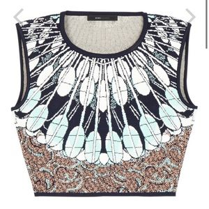 BCBG Mayim Batik Fans Jacquard Crop Top